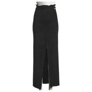 Nanushka Black Knit Maxi Center Slit Skirt Buckle Belt Size Small